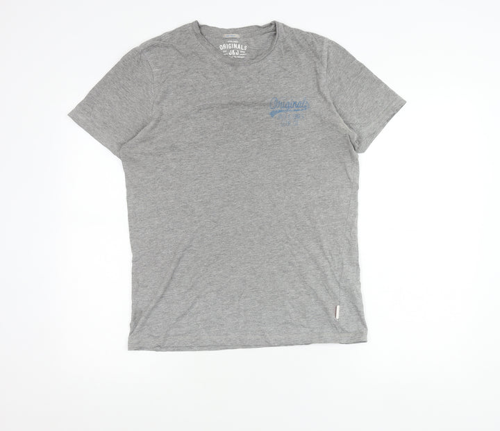 Jack & Jones Mens Grey Small Short Sleeve Crew Neck T-Shirt