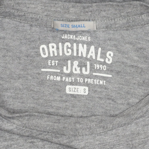 Jack & Jones Mens Grey Small Short Sleeve Crew Neck T-Shirt
