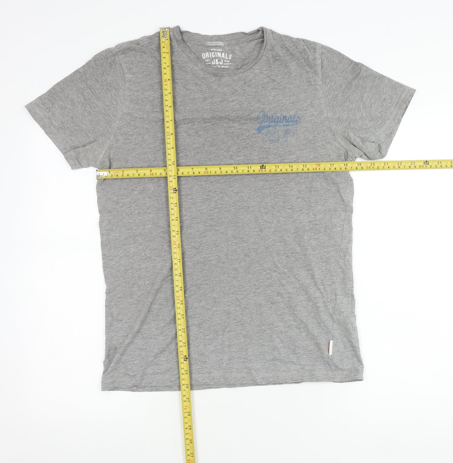 Jack & Jones Mens Grey Small Short Sleeve Crew Neck T-Shirt