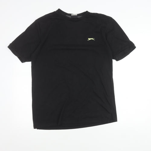 Slazenger Men Black L Crew Neck Short Sleeve Cotton T-Shirt
