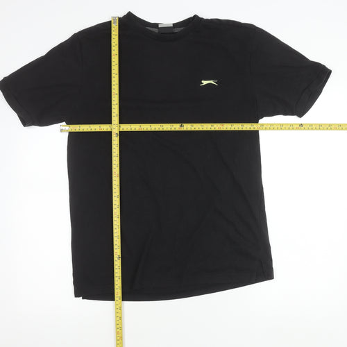 Slazenger Men Black L Crew Neck Short Sleeve Cotton T-Shirt