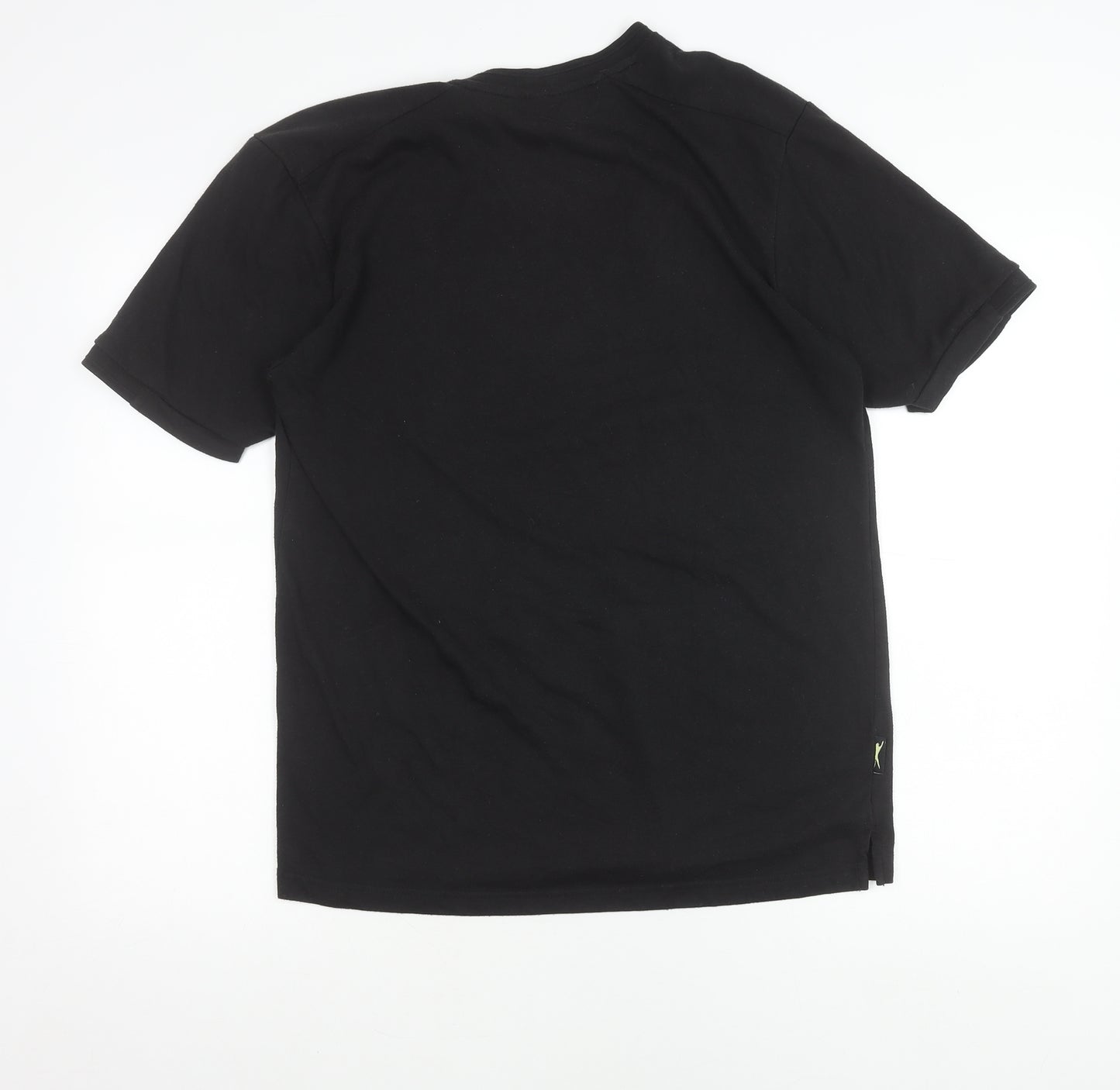 Slazenger Men Black L Crew Neck Short Sleeve Cotton T-Shirt
