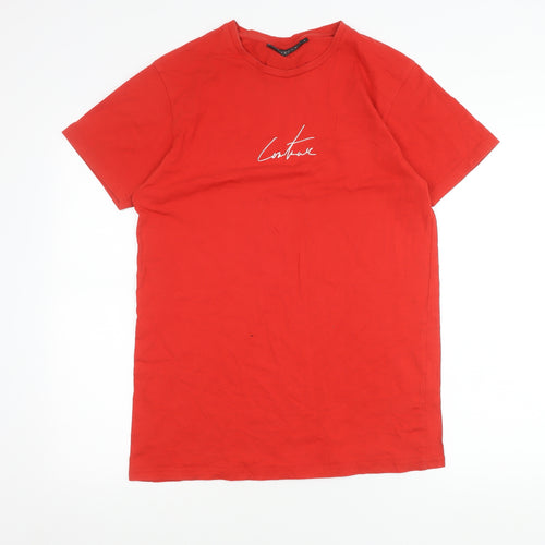 The Couture Club Men's Red Slim Fit Crew Neck T-Shirt Size S