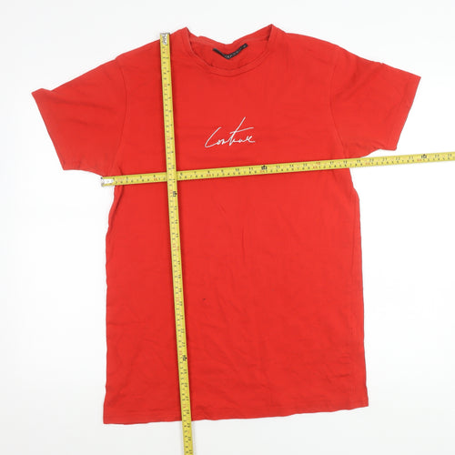 The Couture Club Men's Red Slim Fit Crew Neck T-Shirt Size S