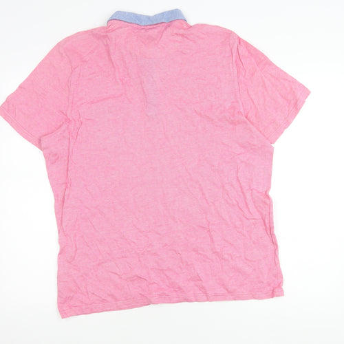 Ted Baker Men's Pink Collared Cotton T-Shirt XL Short Sleeve