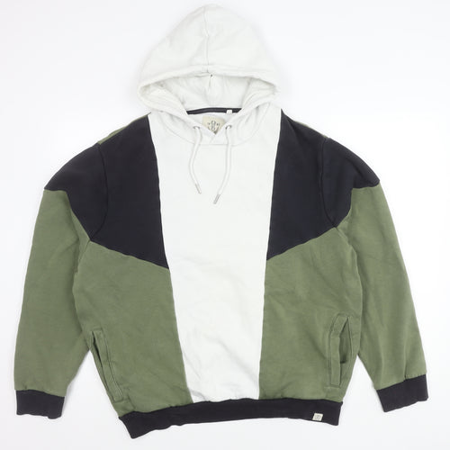 Next Men's XL Pullover Hoodie Green White Black Colour Block