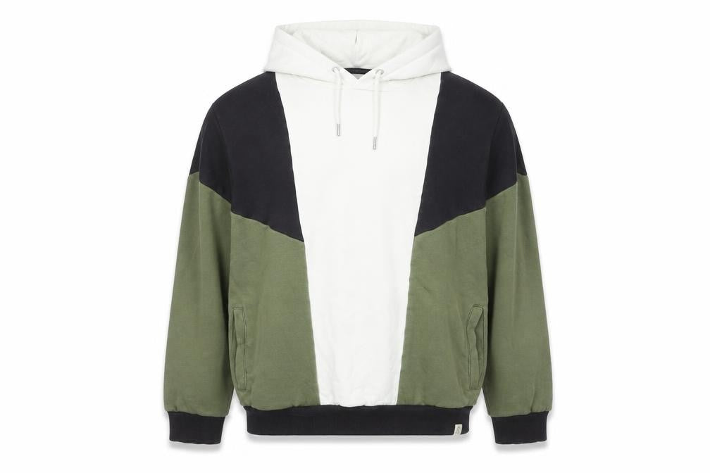 Front view of Next Men's XL Pullover Hoodie Green White Black Colour Block
