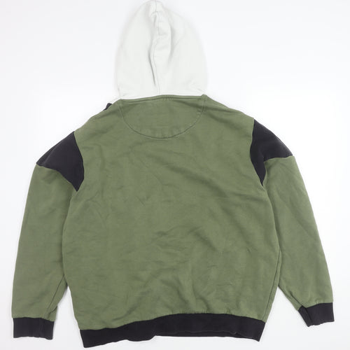 Next Men's XL Pullover Hoodie Green White Black Colour Block