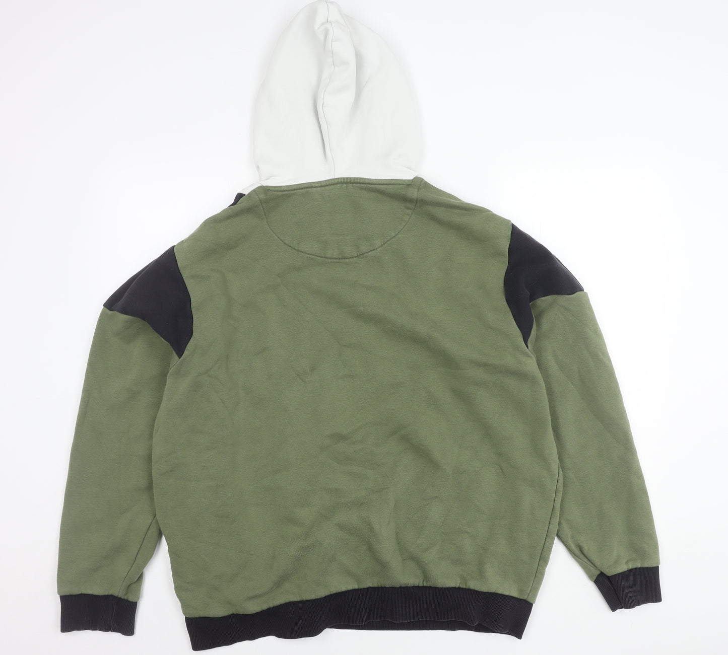 Next Men's XL Pullover Hoodie Green White Black Colour Block