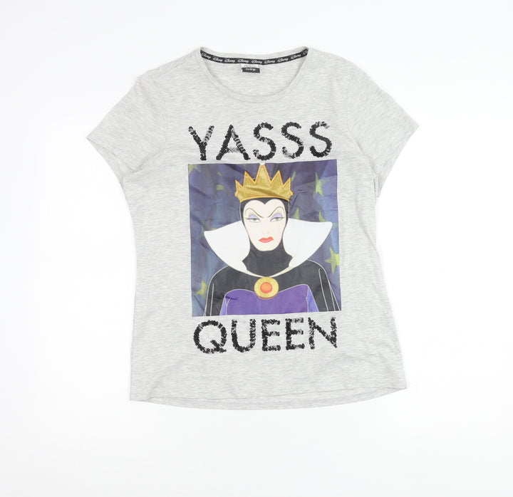 Disney at George Girls Grey Evil Queen Sequin Graphic T-Shirt UK 10 Years