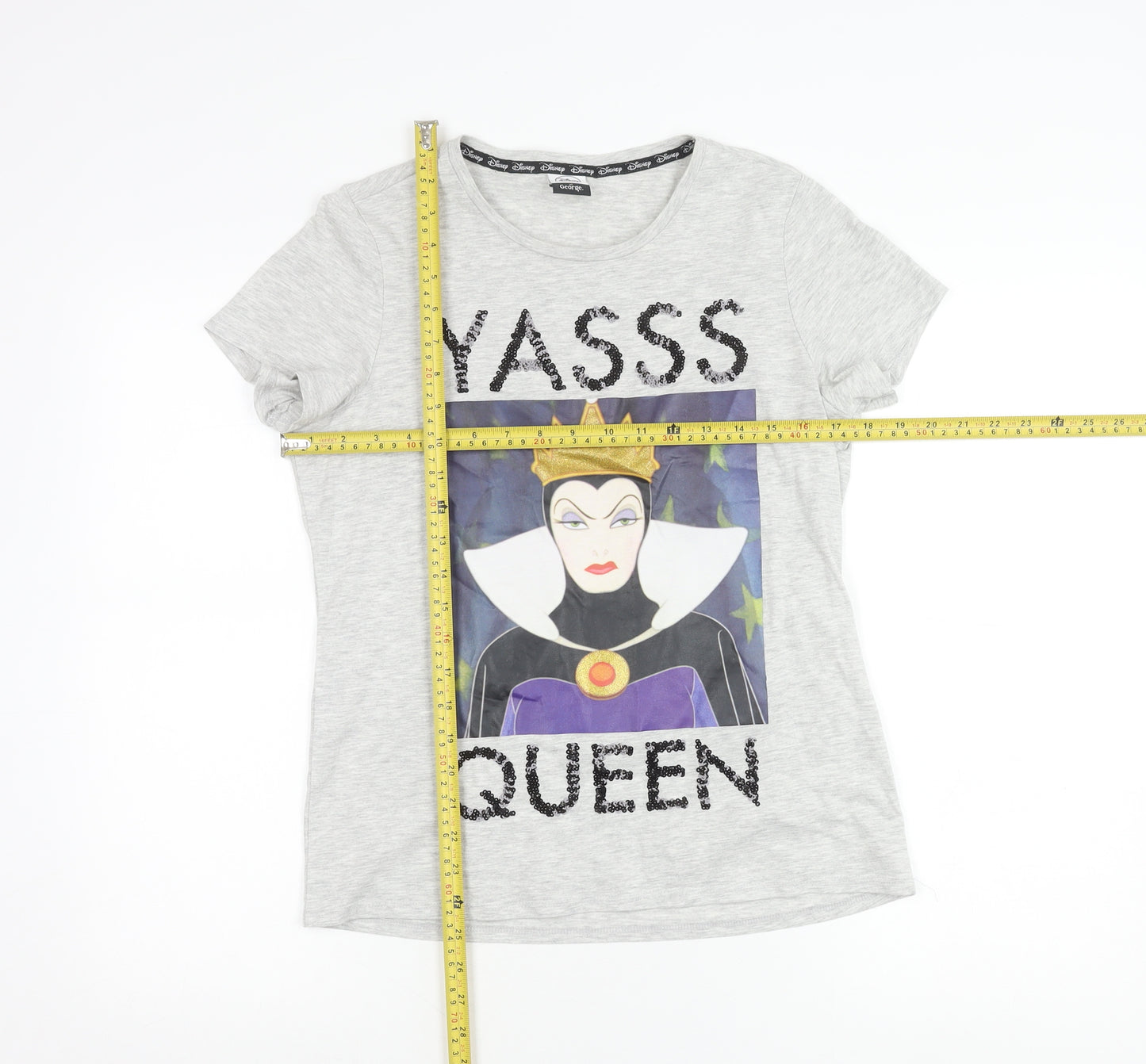 Disney at George Girls Grey Evil Queen Sequin Graphic T-Shirt UK 10 Years