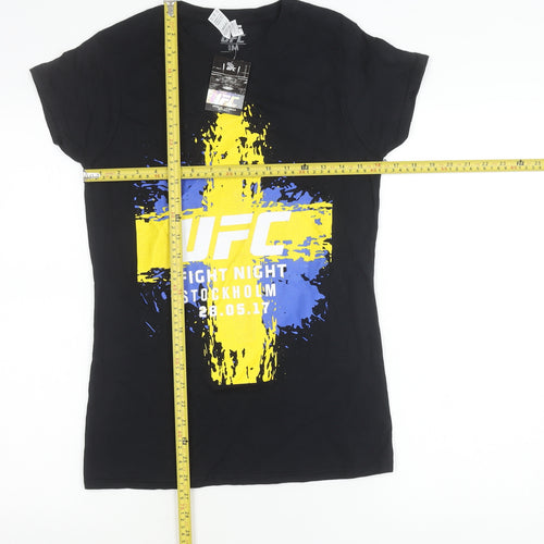 UFC Mens Black Medium Graphic Print T-Shirt Sports Crew Neck Cotton