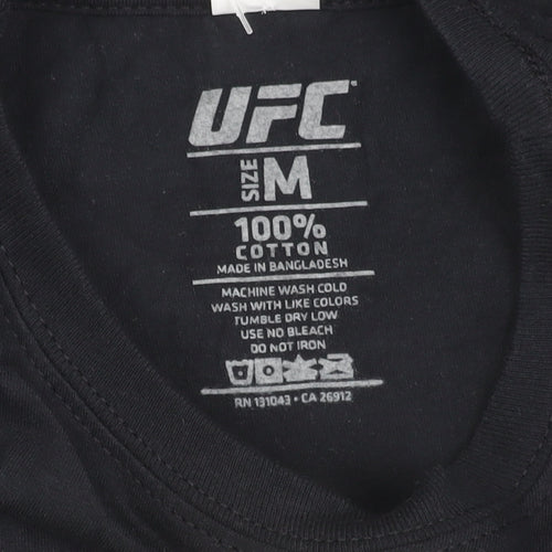 UFC Mens Black Medium Graphic Print T-Shirt Sports Crew Neck Cotton