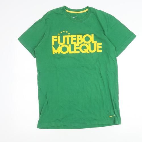 Nike Men’s Green Slim Fit Brasil Graphic Sports T-Shirt L