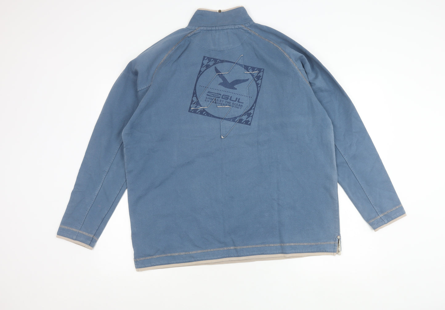 GUL Mens Blue L 1/4 Zip Sweatshirt High Neck Logo Outdoor Regular Fit