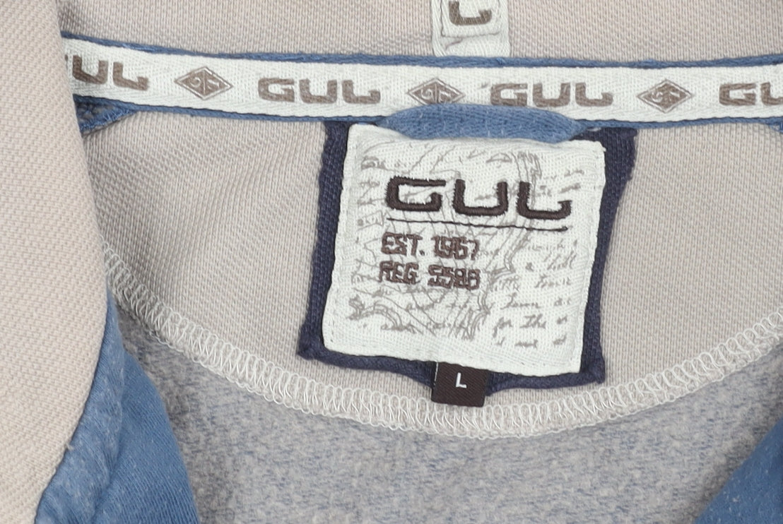 GUL Mens Blue L 1/4 Zip Sweatshirt High Neck Logo Outdoor Regular Fit