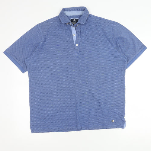 Baileys Men's Blue Cotton Polo Shirt L Short Sleeve Geometric