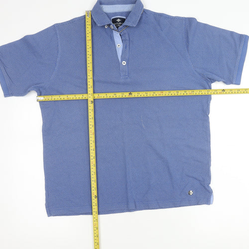 Baileys Men's Blue Cotton Polo Shirt L Short Sleeve Geometric