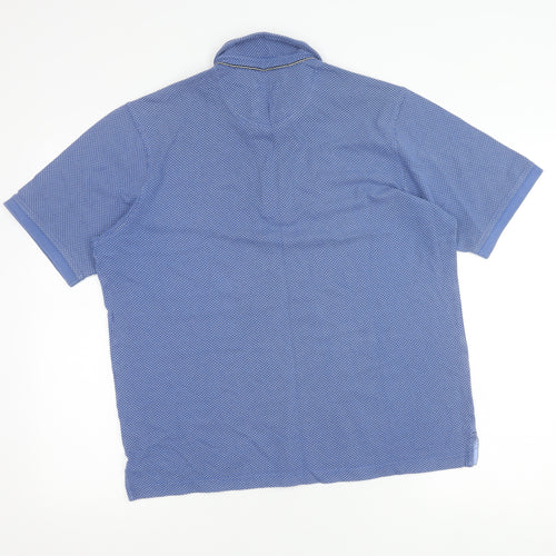 Baileys Men's Blue Cotton Polo Shirt L Short Sleeve Geometric