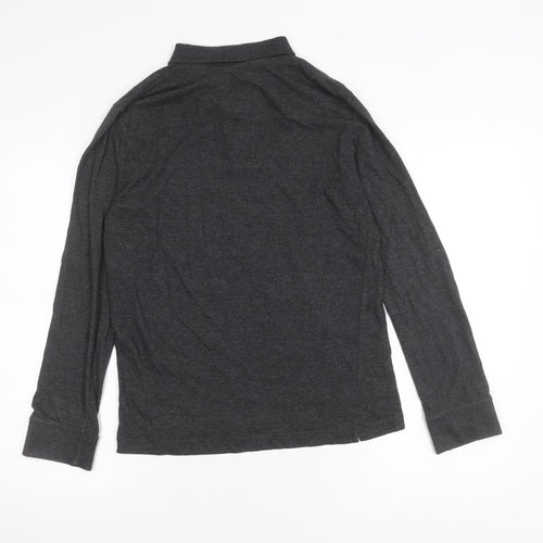French Connection Men’s Grey Long Sleeve Cotton Polo Shirt Size S