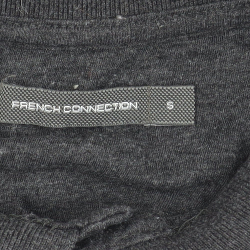 French Connection Men’s Grey Long Sleeve Cotton Polo Shirt Size S