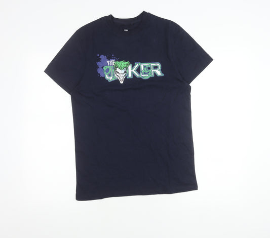 Front view of Primark Men’s Blue Joker Batman DC Comics Graphic T-Shirt, size S