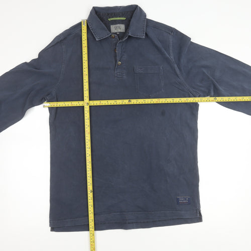 Camel Active Mens Blue Long Sleeve Polo Shirt Size L Cotton