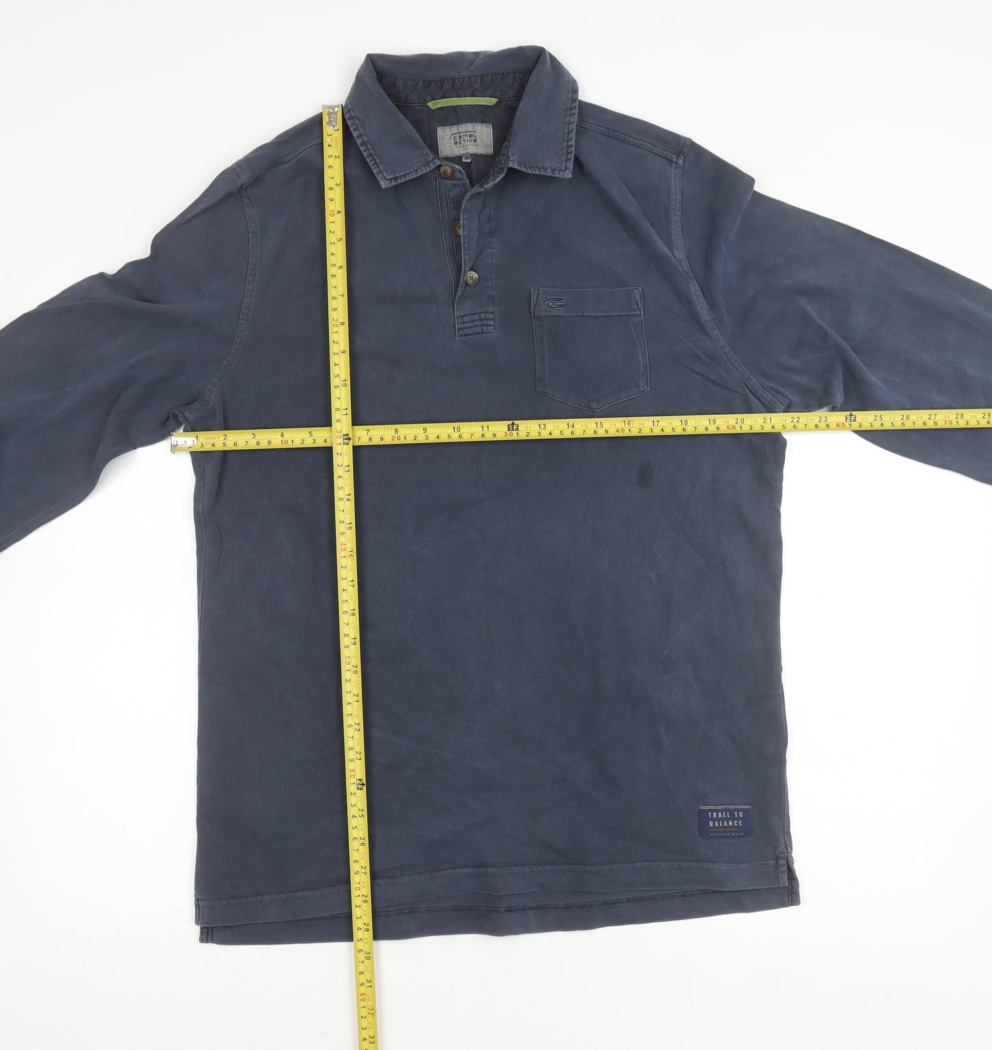 Camel Active Mens Blue Long Sleeve Polo Shirt Size L Cotton