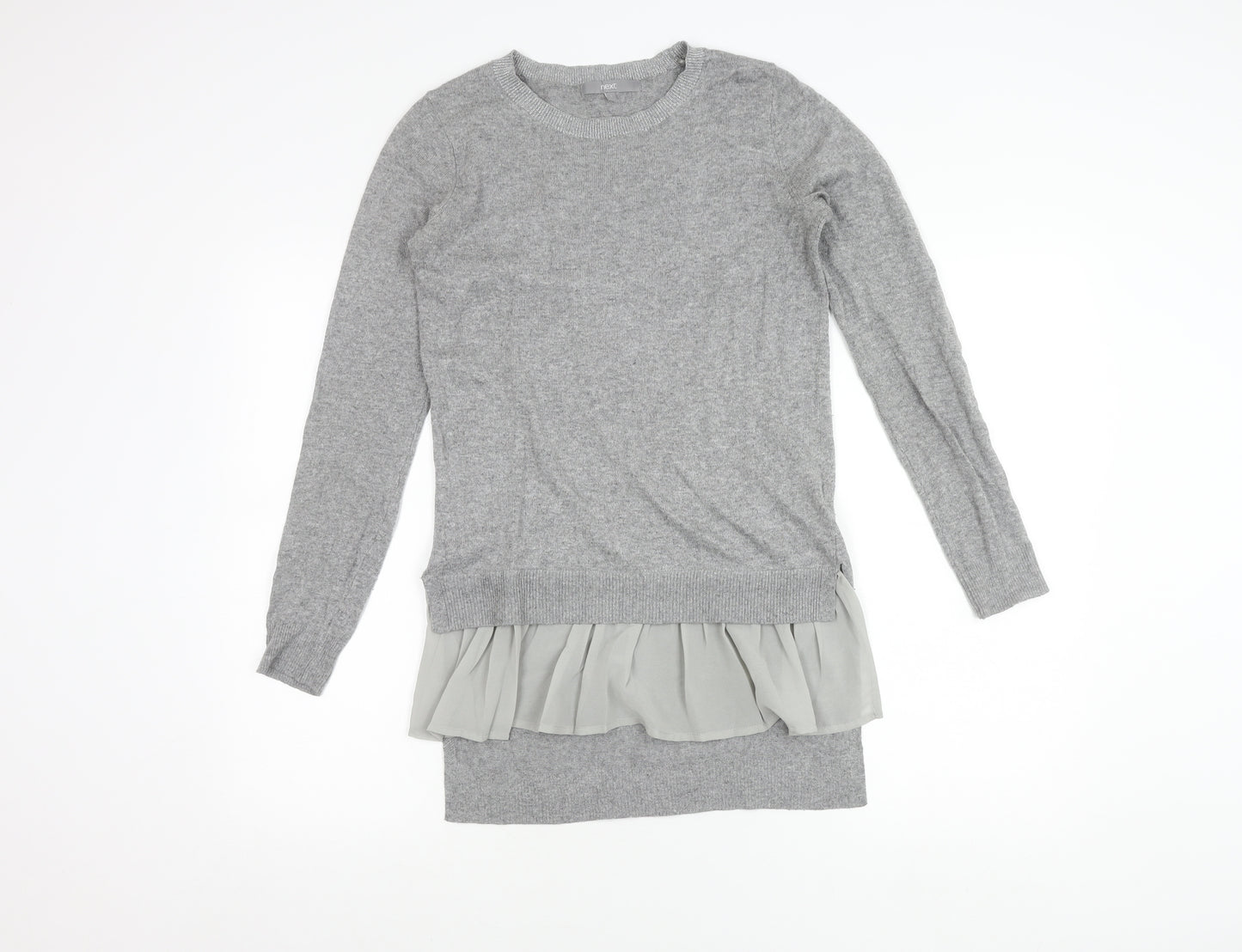 Next Women’s Grey Tunic Jumper Dress Size 6 Crew Neck Long Sleeve