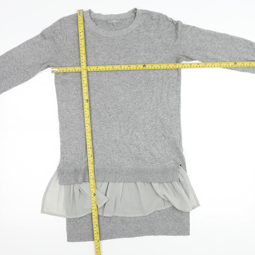 Next Women’s Grey Tunic Jumper Dress Size 6 Crew Neck Long Sleeve