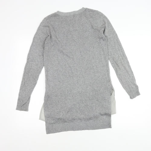 Next Women’s Grey Tunic Jumper Dress Size 6 Crew Neck Long Sleeve