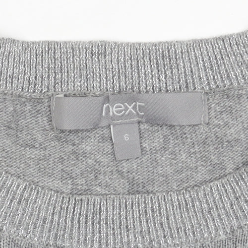 Next Women’s Grey Tunic Jumper Dress Size 6 Crew Neck Long Sleeve