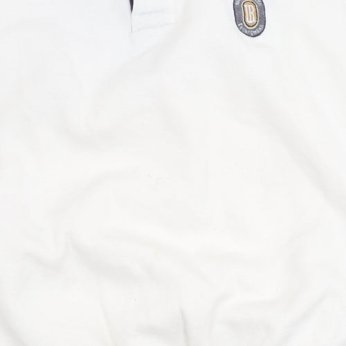 U-Right Men’s White Collared Henley Sweatshirt M Retro Graphic Sportswear