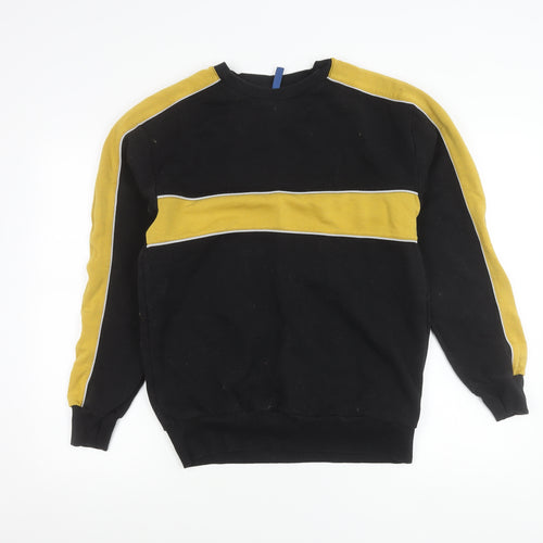 H&M Divided Men’s Black Yellow Striped Pullover Sweatshirt M
