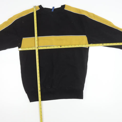 H&M Divided Men’s Black Yellow Striped Pullover Sweatshirt M