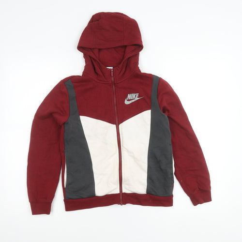 Nike Boys Red Grey White Track Jacket Hoodie Size 12 Years Full Zip