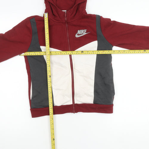 Nike Boys Red Grey White Track Jacket Hoodie Size 12 Years Full Zip
