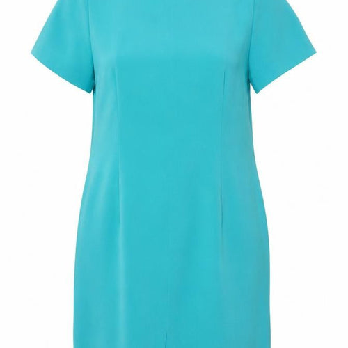 Shomi Petites Womens Blue Silk Shift Dress Size 8 Short Sleeve