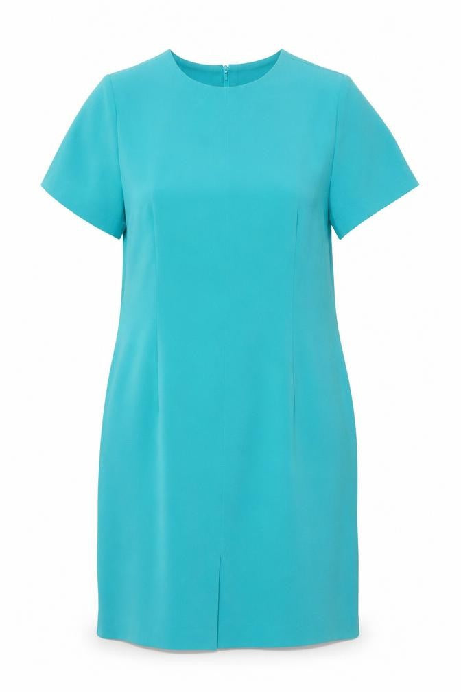 Shomi Petites Womens Blue Silk Shift Dress Size 8 Short Sleeve