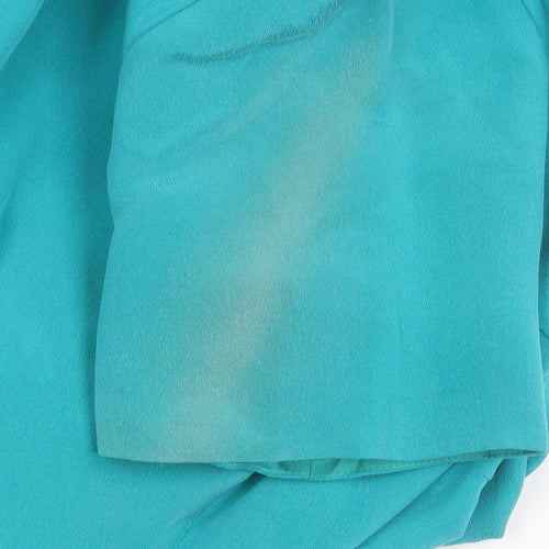 Shomi Petites Womens Blue Silk Shift Dress Size 8 Short Sleeve