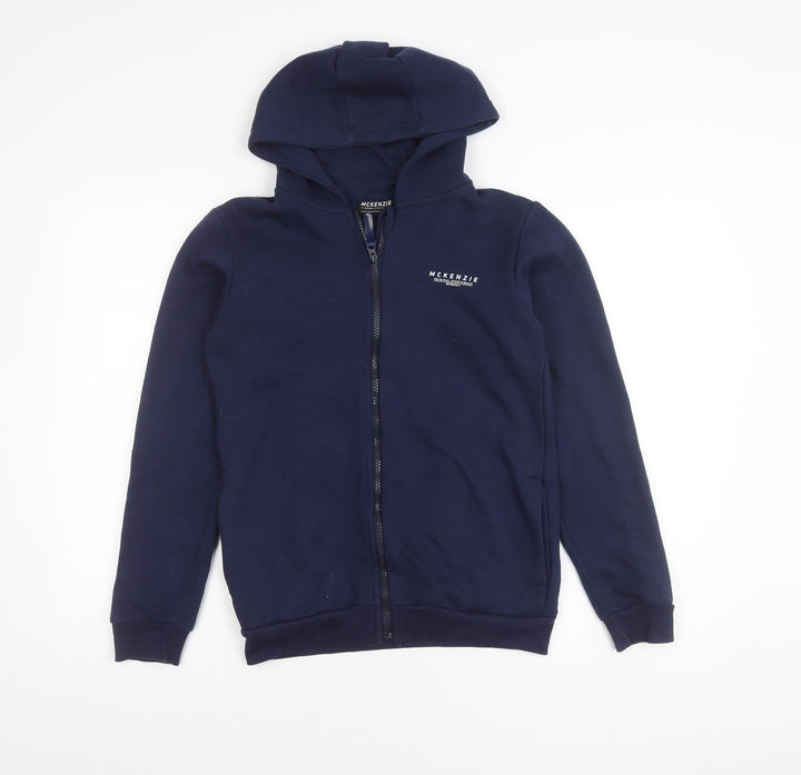 McKenzie Boys Blue Zip Up Hooded Jacket 13-14 Years Full Zip Logo
