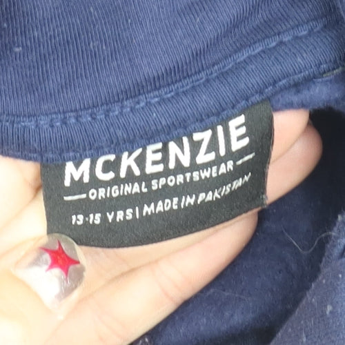 McKenzie Boys Blue Zip Up Hooded Jacket 13-14 Years Full Zip Logo