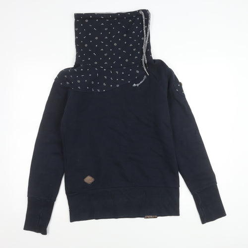 Ragwear Women’s Navy Blue Pullover Sweatshirt S Cowl Neck Hoodie