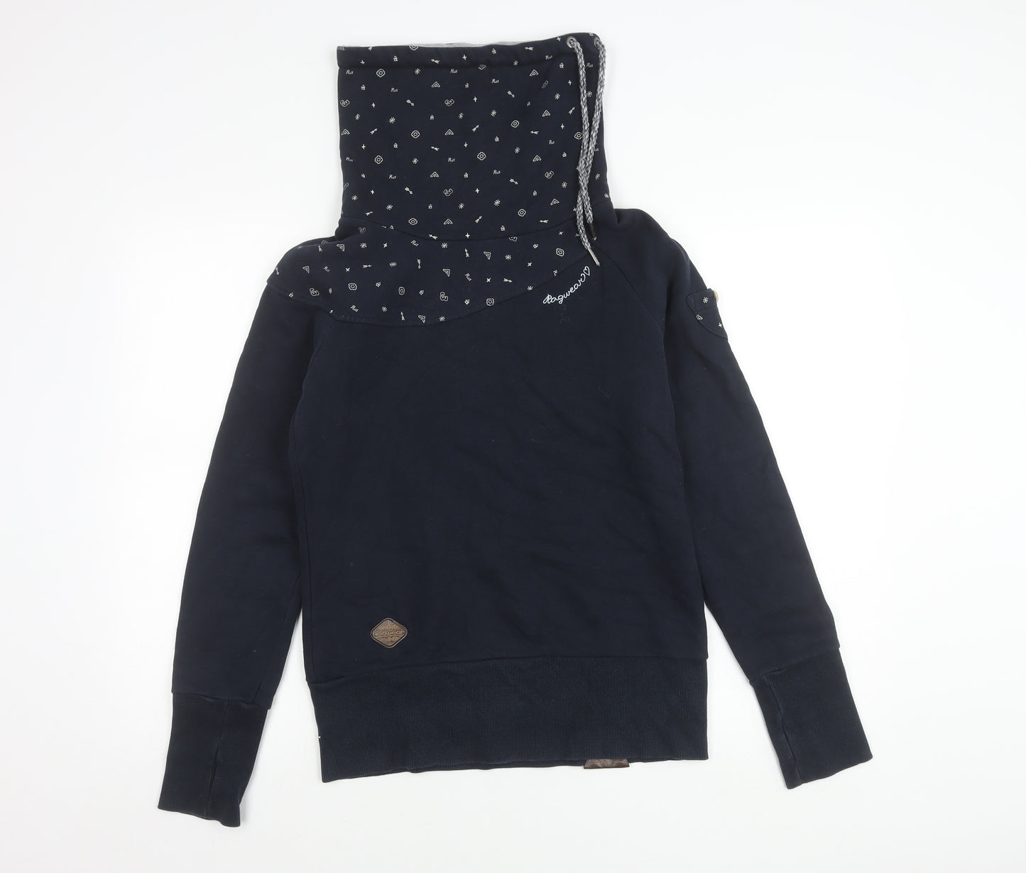 Ragwear Women’s Navy Blue Pullover Sweatshirt S Cowl Neck Hoodie