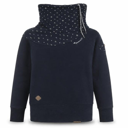 Ragwear Women’s Navy Blue Pullover Sweatshirt S Cowl Neck Hoodie