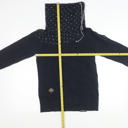 Ragwear Women’s Navy Blue Pullover Sweatshirt S Cowl Neck Hoodie