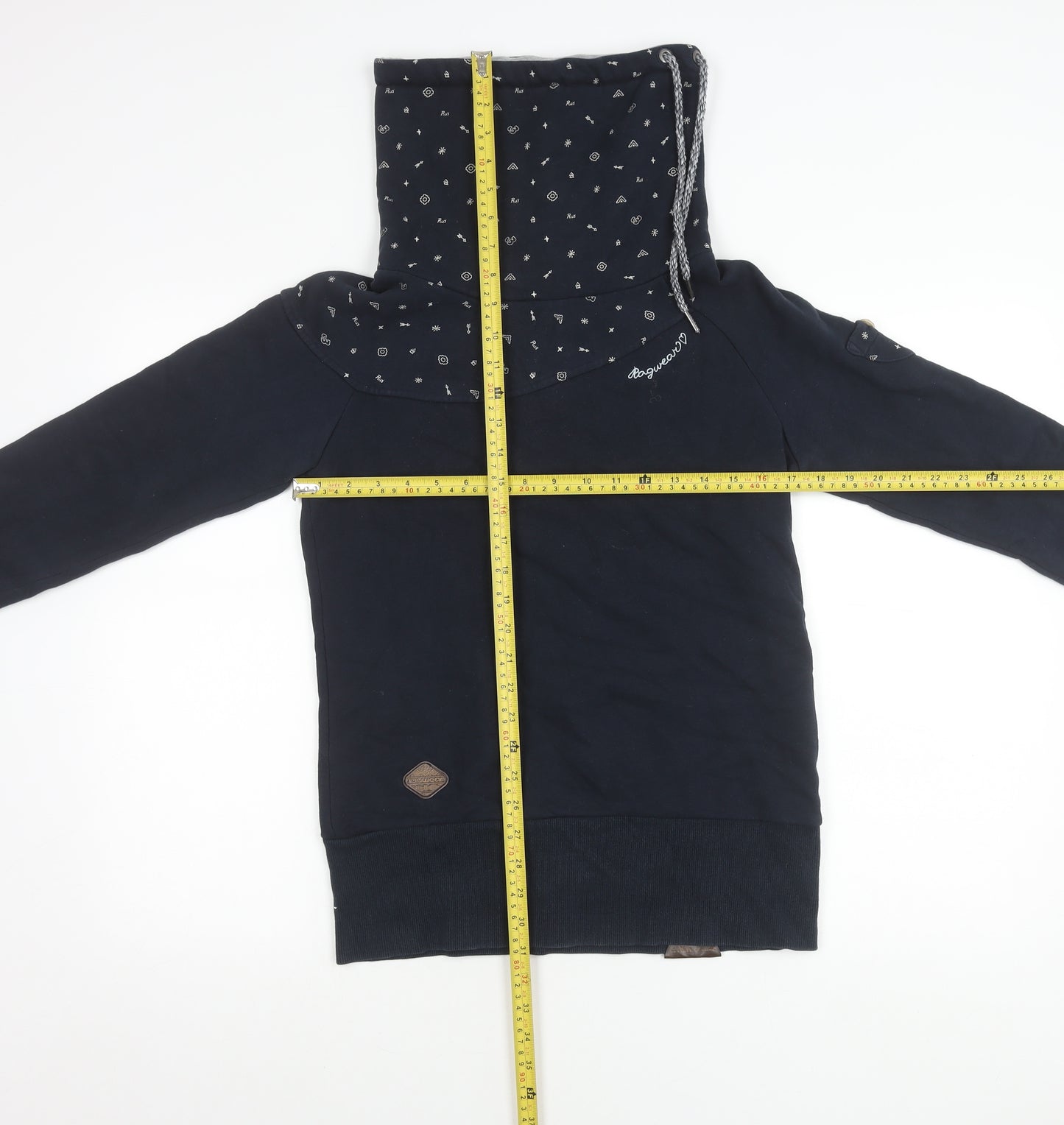 Ragwear Women’s Navy Blue Pullover Sweatshirt S Cowl Neck Hoodie