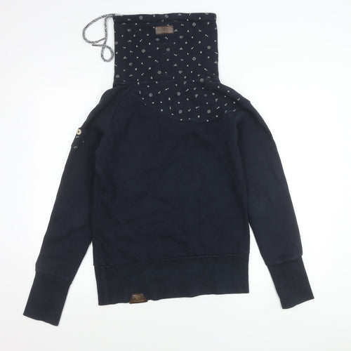 Ragwear Women’s Navy Blue Pullover Sweatshirt S Cowl Neck Hoodie