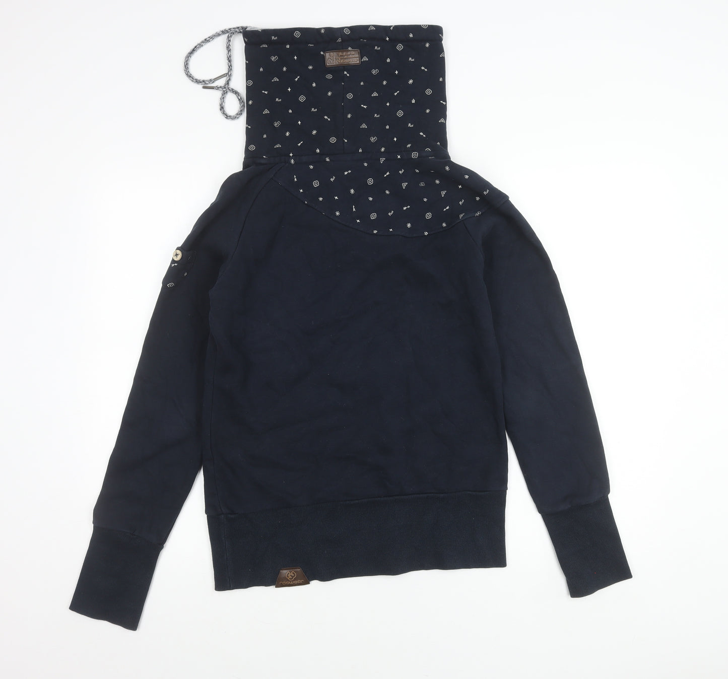 Ragwear Women’s Navy Blue Pullover Sweatshirt S Cowl Neck Hoodie