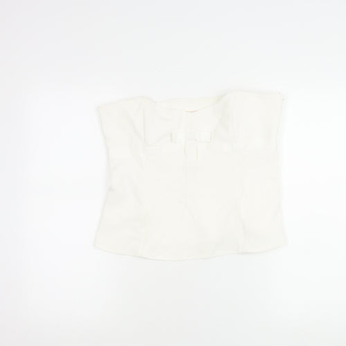Whistles Women Ivory Strapless Satin Bow Detail Blouse UK 16